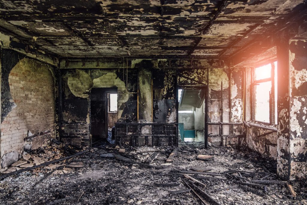 A room is completely destroyed by a fire in a Lady Lake home.